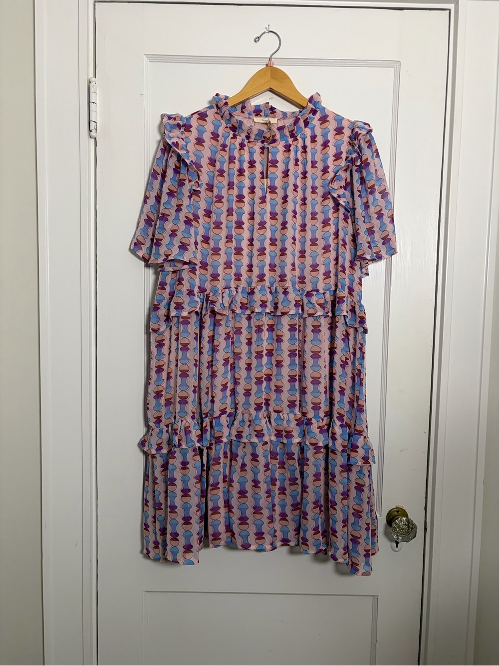 Tiered Lavender Print Ruffle Midi Dress
